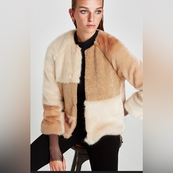 Zara Jackets & Blazers - Zara Women Patchwork Effect Fabric Jacket Size XL 4341/281